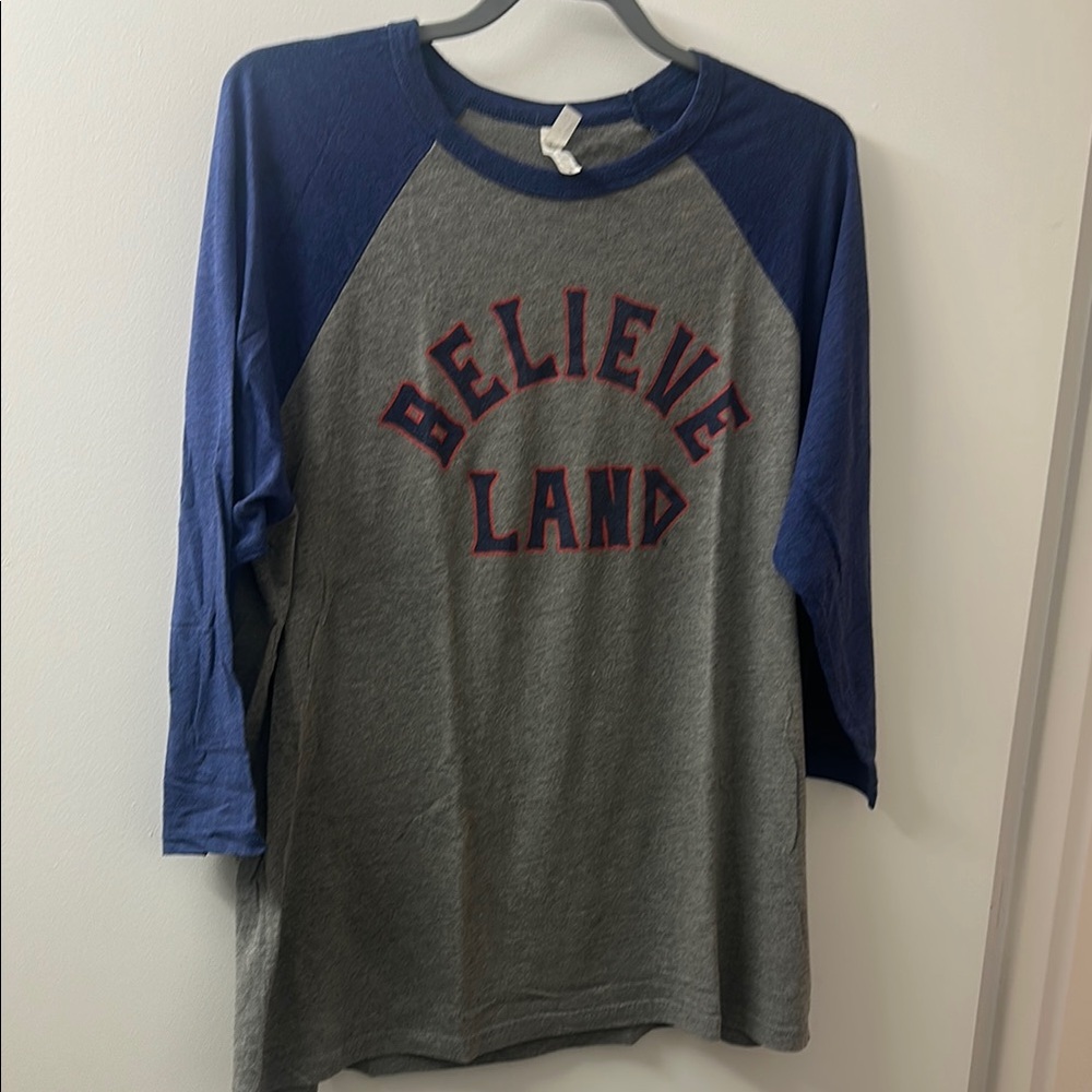 CLE Clothing Co Believeland Baseball Tee, blue/gray